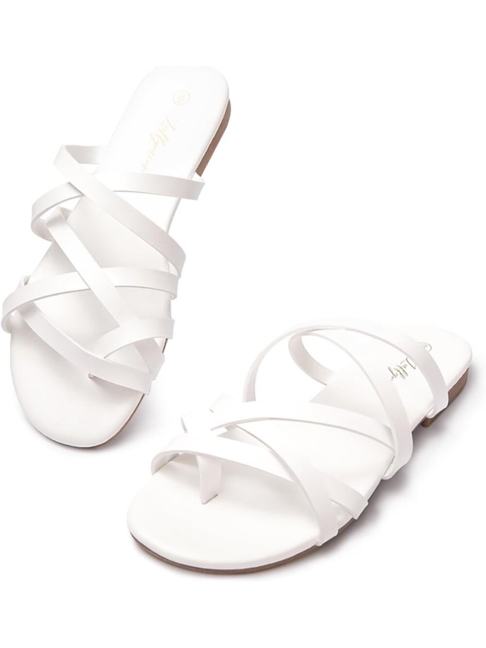 Women's White Summer Comfortable Casual Elastic Strap Open Toe Flats Sandals - Picture 4 of 6